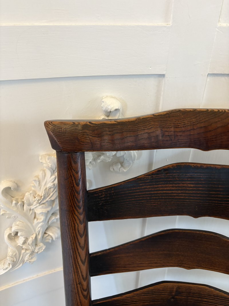 Unusual 18th Century Antique Oak Ladder Back Rocking Chair - Image 8